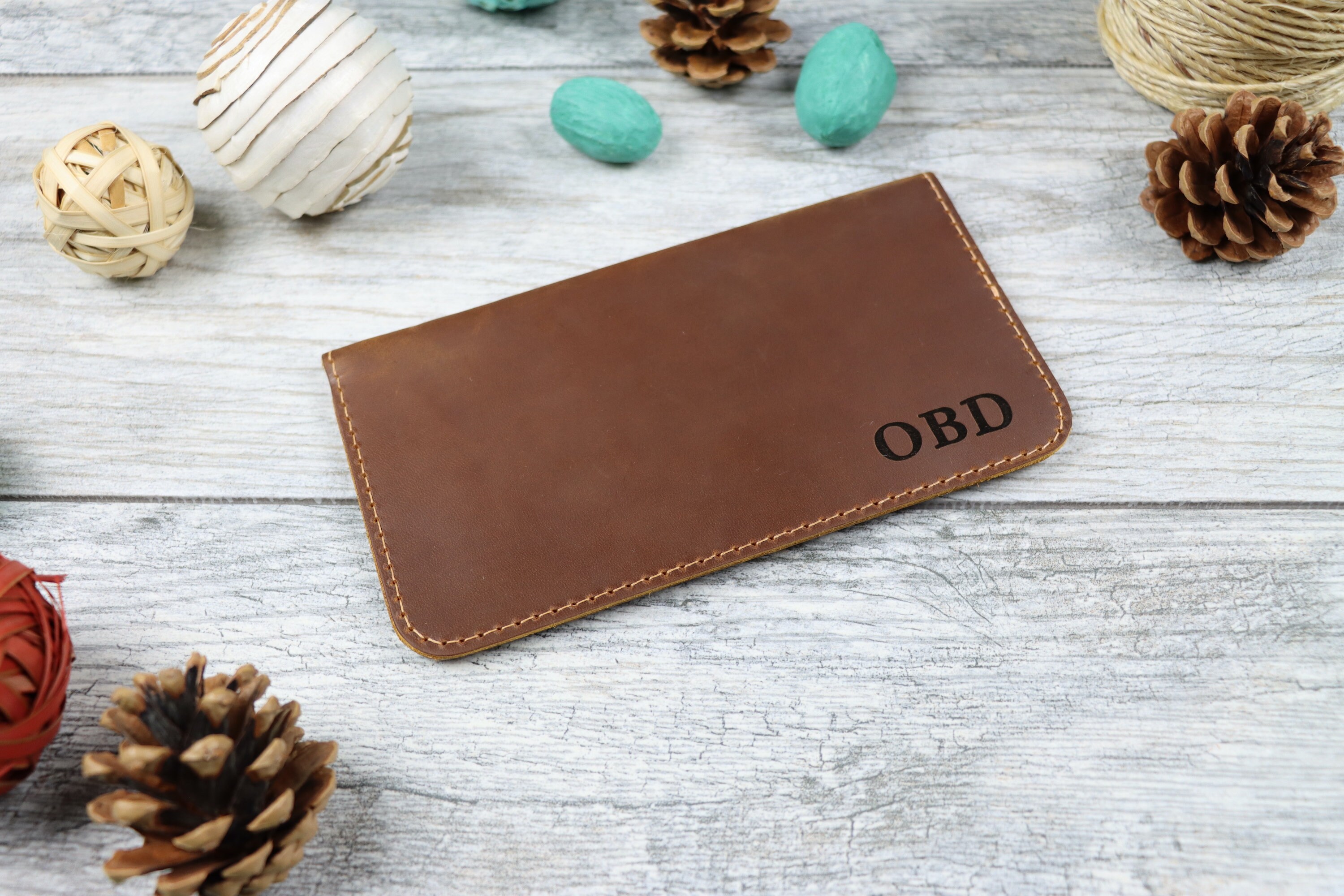 Personalized Leather Brown CHECKBOOK COVER/ Leather Check Etsy