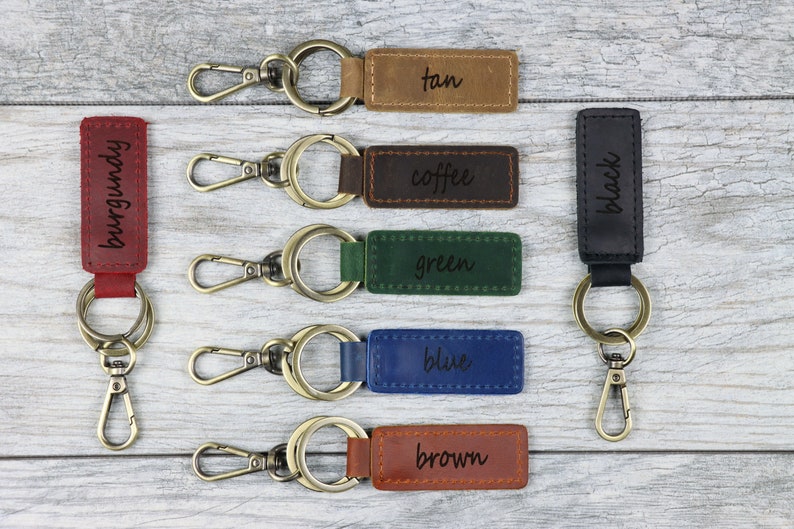 Personalized Leather Keychain, Gifts Under 10, BIRTHDAY GIFT, Gift for Her, Mens Gift, Unisex Gifts, Gift for Dad image 5