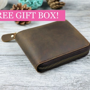 CARTERA DE CUERO, Cartera ZIPPER, Cartera de mujer, Cartera de cuero personalizada, Regalo de marido, Regalo de aniversario, Regalo para él, Regalo de novio