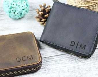 LEATHER WALLET, ZIPPER Wallet, Women's Wallet, Personalized Leather Wallet, Husband Gift, Anniversary Gift, Gift for Him, Boyfriend Gift