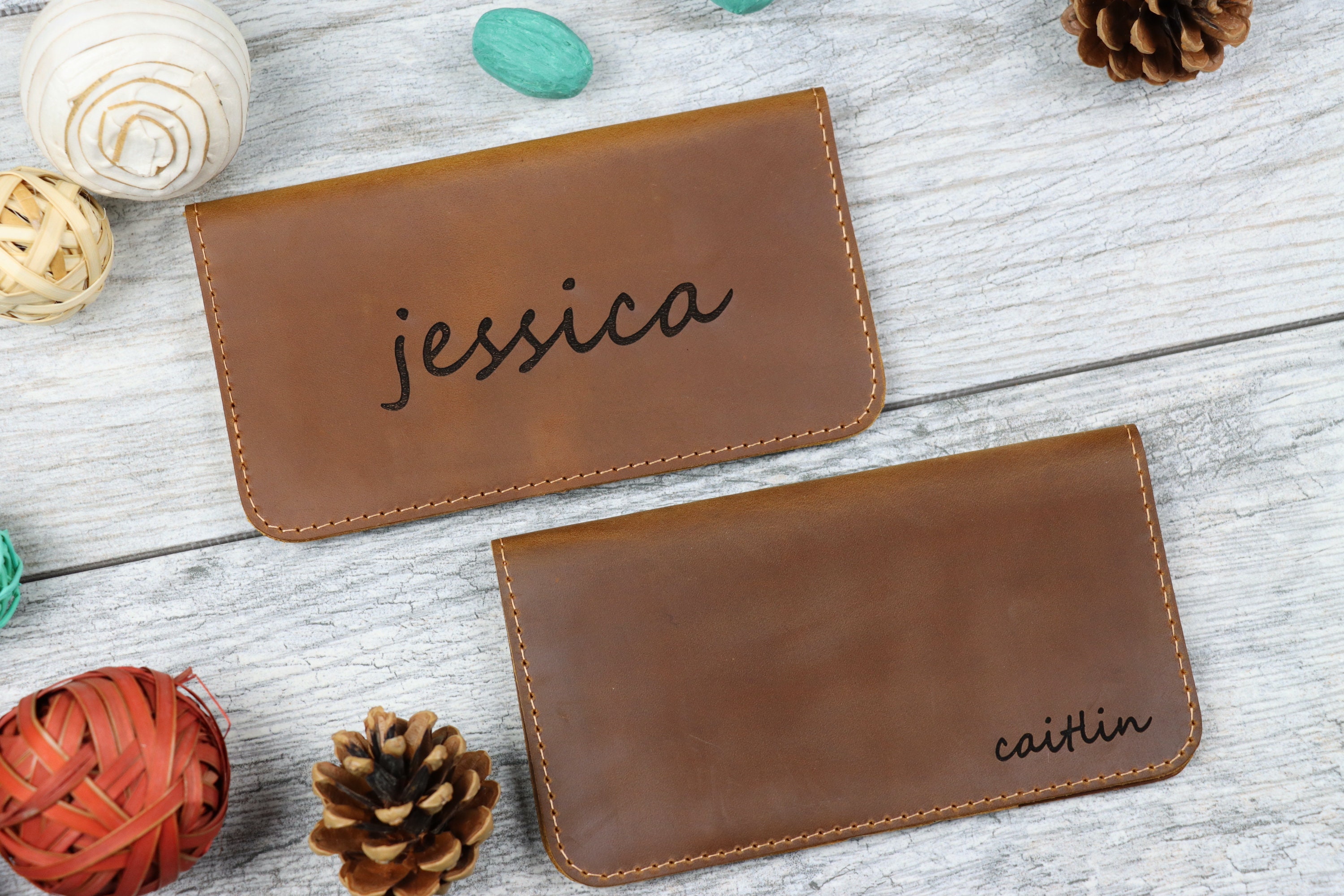 Personalized Leather Brown CHECKBOOK COVER/ Leather Check Etsy