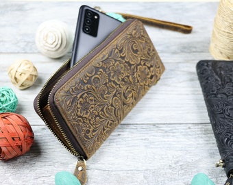 women&#39;s wallet,leather wallet,flower CLUTCH,mothers day gift,flower wallet,long wallet,zipper wallet,womens wallet,gifts