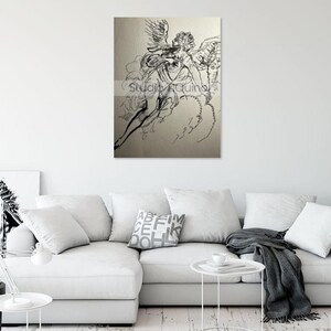 Angel of Annunciation (ink,) after a drawing by Il Guercino (1646.)
