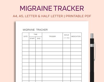 Printable Migraine Tracker - Etsy