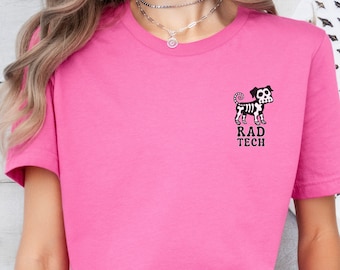 Camiseta de técnico en radiología, linda camiseta de radiólogo para amantes de los perros, técnico en radiología, tecnólogo en rayos X, camiseta de técnico en rayos X, camiseta de perro esqueleto de temporada espeluznante.