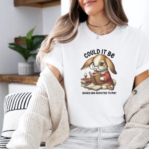 Buch Liebhaber Häschen Shirt für Erwachsene, Buch T-Shirt, Geschenk für Häschen Liebhaber, Kurzarm Kaninchen T-Shirt, Geschenk für sie, Ostergeschenk für Mama
