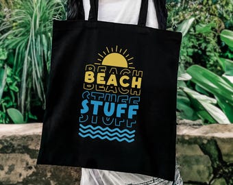 Beach Tote Bag, Cotton Canvas Summer ToteBag, Gift For Her For Friend, Cute Tote Bag Gift