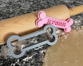 Dog Bone Cookie Cutter & Personalized Stamp
