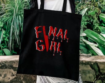 Halloween Tote, Final Girl Tote Bag, Eco-Friendly Cotton Canvas Tote, Horror Movie Gift For Her For Friend, Scary Halloween Movie Tote