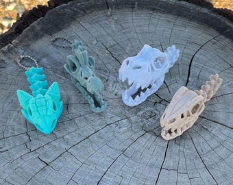 Dinosaur Keychain, Articulated Dino Skeleton Fidget Toy, 3D Printed Flexi Dinosaurs