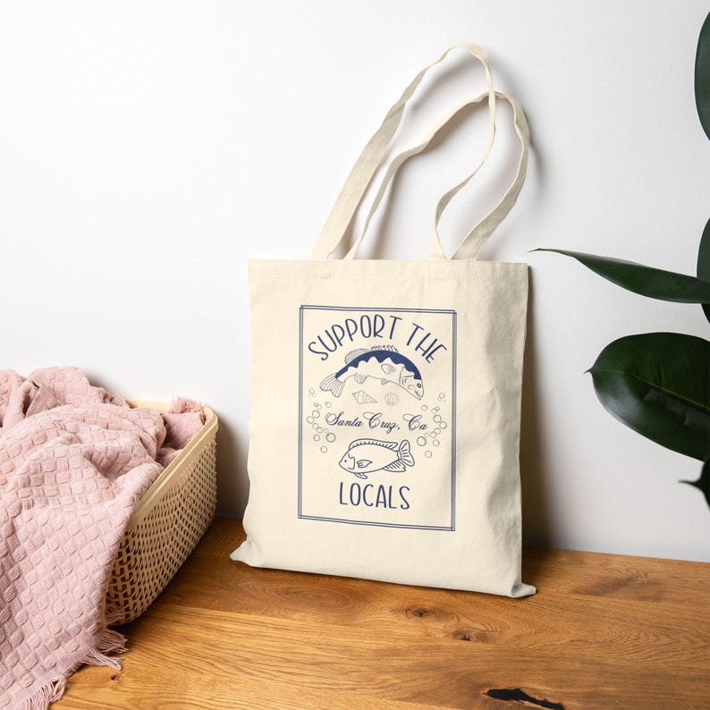 Personalized Beach Tote Bag, Fish Tote, Cotton Canvas Summer Tote Bag, Cute Fish Lover Gift For Her For Friend, Cute Lake Tote Bag Gift image 4