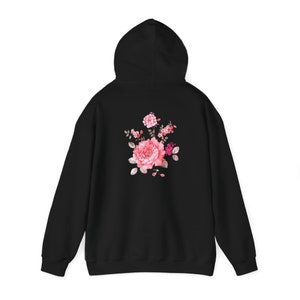 Christian Hooded Sweatshirt, Black Beauty For Ashes Hoodie, Pink Floral Hoodie, Christian Sweater, Bible Verse Shirt, Christian Merch image 5
