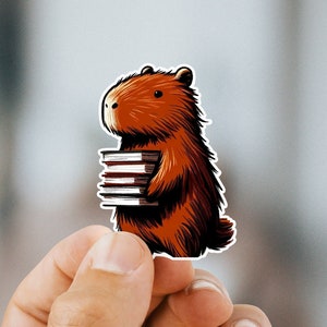 Sticker Capybara livresques, Cadeaux pour elle, Sticker imperméable pour lire
