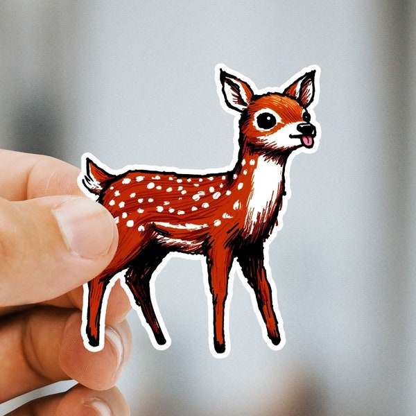 Cute Baby Deer Sticker - Whimsical Hand-Drawn Fawn Decal, Perfect for Journals, Laptops, and Water Bottles, Gift for Wildlife Lovers