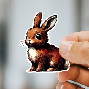 Adorable Derpy Bunny Sticker - Cute Rabbit Vinyl Decal for Laptops, Planners, Scrapbooking - Quirky Hand-Drawn Art