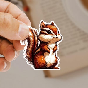 Adorable Chipmunk Sticker - Hand-Made Cute Cartoon Animal Vinyl Decal - Perfect for Laptops, Water Bottles, and Gifts