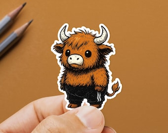 Highland Cow Gifts for Sticker Lovers Cute Animal Decal for Water Bottle, tumbler, and laptop