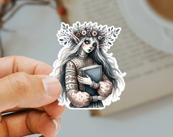 Boho Elven Sticker for readers, bookworms, and fantasy lovers. Bookish gifts for her | Nordic Reading | Waterproof Sticker