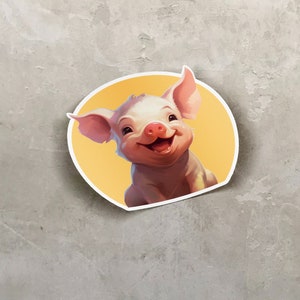 Happy Pig sticker cute car decal laptop decal animal stickers cute decals, piglet sticker, baby pig sticker image 3