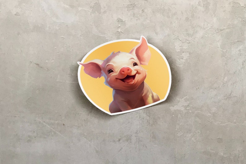 Happy Pig sticker cute car decal laptop decal animal stickers cute decals, piglet sticker, baby pig sticker image 3