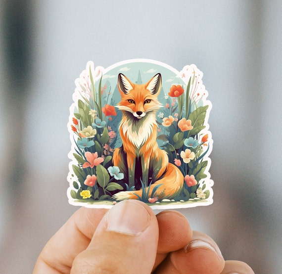 Fox stickers for kids, Journal Sticker, Die Cut Stickers, Fox decals, Red Fox, Wildlife stickers, gifts for kids, gifts for animal lovers
