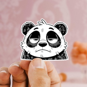 Tired Panda Sticker – Funny Sleepy Panda Vinyl Decal for Laptops, Water Bottles, and Journals