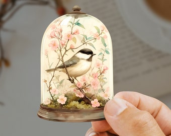 Chickadee Bird Sticker - Elegant Floral Bird Decal for Scrapbooking, Laptops, Journals - Nature Inspired Gift for Birders