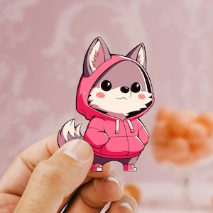 Furry Fox in a Hoodie sticker cute car decal laptop decal animal stickers cute decals, wolf sticker