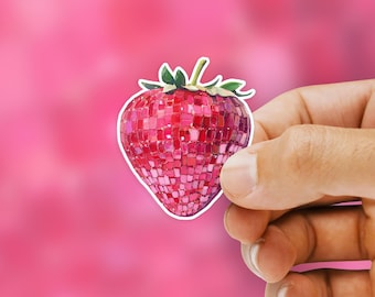 Disco Strawberry Sticker: Retro Waterproof Vinyl Decal