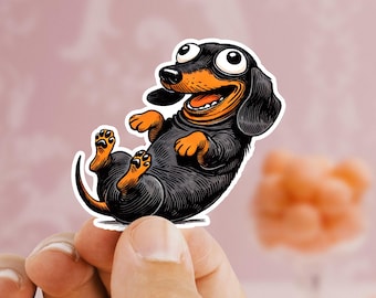 Funny Dachshund Sticker: Black and Tan Wiener Dog Vinyl Decal
