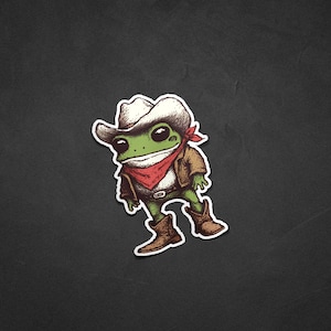 Cowboy Frog Sticker | Cute Western Toad Decal | Waterproof Vinyl stickers for Phone Cases, Water Bottles, Laptops | Funny |