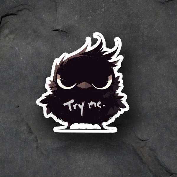 Try Me Angry Bird Sticker - Sassy Adult Humor Stickers - Perfect for Birdwatchers and meme lovers, Laptops, Journals, and Water Bottles