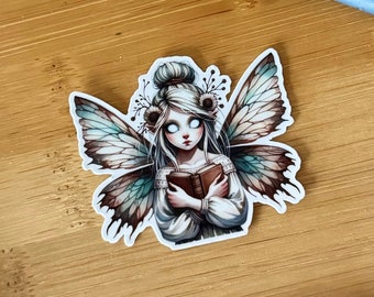 Bookish Fairy Sticker for readers, bookworms, and fantasy lovers. Boho fae gifts for her | Reading | Waterproof Sticker