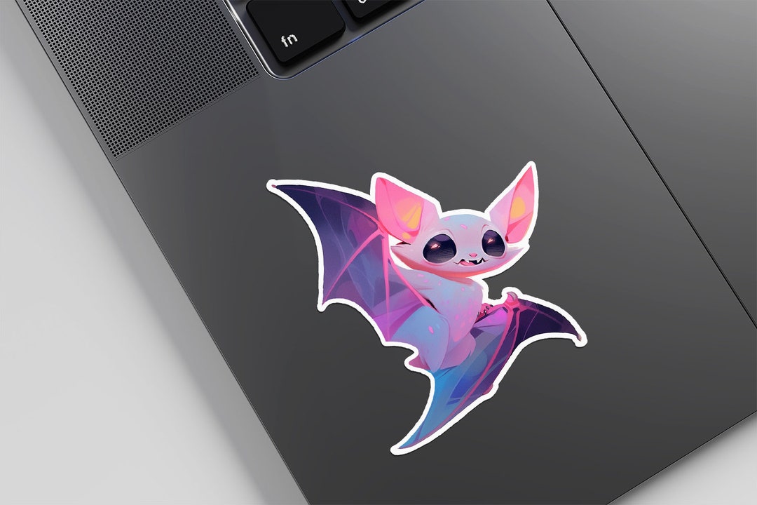 Cute Neon Bat Sticker, Flying Bat Cartoon Car Decal for Laptops, Phones ...