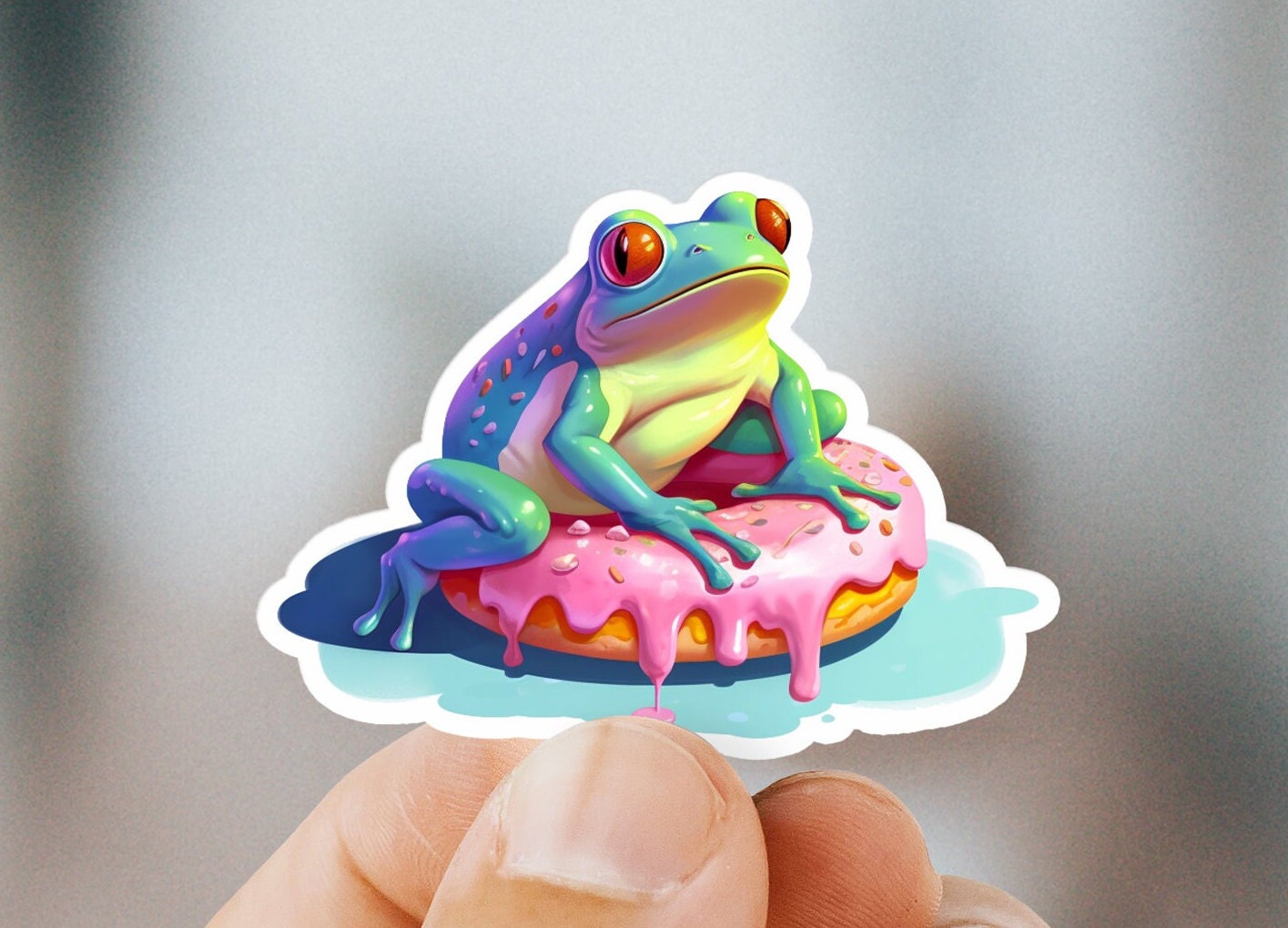 Tiny Frog - Original Hand Drawn Miniature  Sticker for Sale by Just Cutie