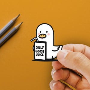 Funny Goose Sticker Silly Goose Juice Waterproof Vinyl Decal Cute Animal Laptop Sticker Funny Gift for Friend or Coworker