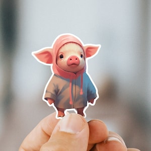 Baby Pig in a Hoodie sticker cute car decal laptop decal animal stickers cute decals, piglet sticker