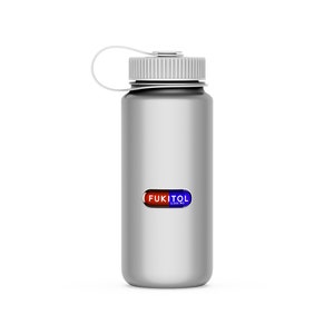 Funny FUKITOL pill-shaped sticker on waterbottle