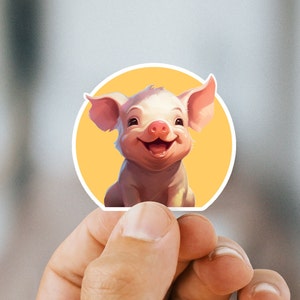 Happy Pig sticker cute car decal laptop decal animal stickers cute decals, piglet sticker, baby pig sticker