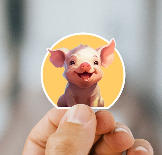 Happy Pig sticker cute car decal laptop decal animal stickers cute decals, piglet sticker, baby pig sticker