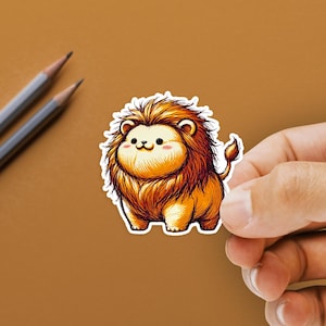 Cute Baby Lion Sticker – Adorable Animal Vinyl Decal, Perfect for Laptops, Water Bottles, and Journals | Animal-Themed Gift Idea