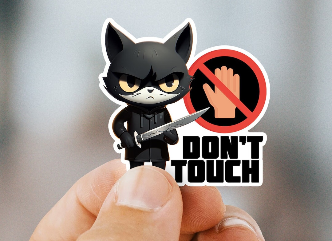 Don't Touch Sticker, Black Cat Decal, Hands off Label - Etsy