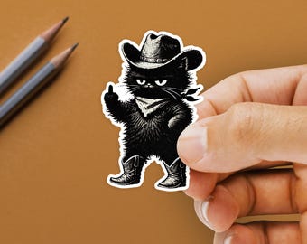 Sassy Cowboy Cat Sticker - available in 4 sizes - Western Gifts For Cat Moms