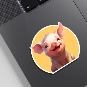 Happy Pig sticker cute car decal laptop decal animal stickers cute decals, piglet sticker, baby pig sticker image 6