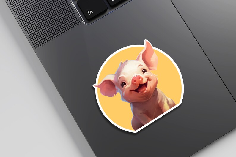 Happy Pig sticker cute car decal laptop decal animal stickers cute decals, piglet sticker, baby pig sticker image 6
