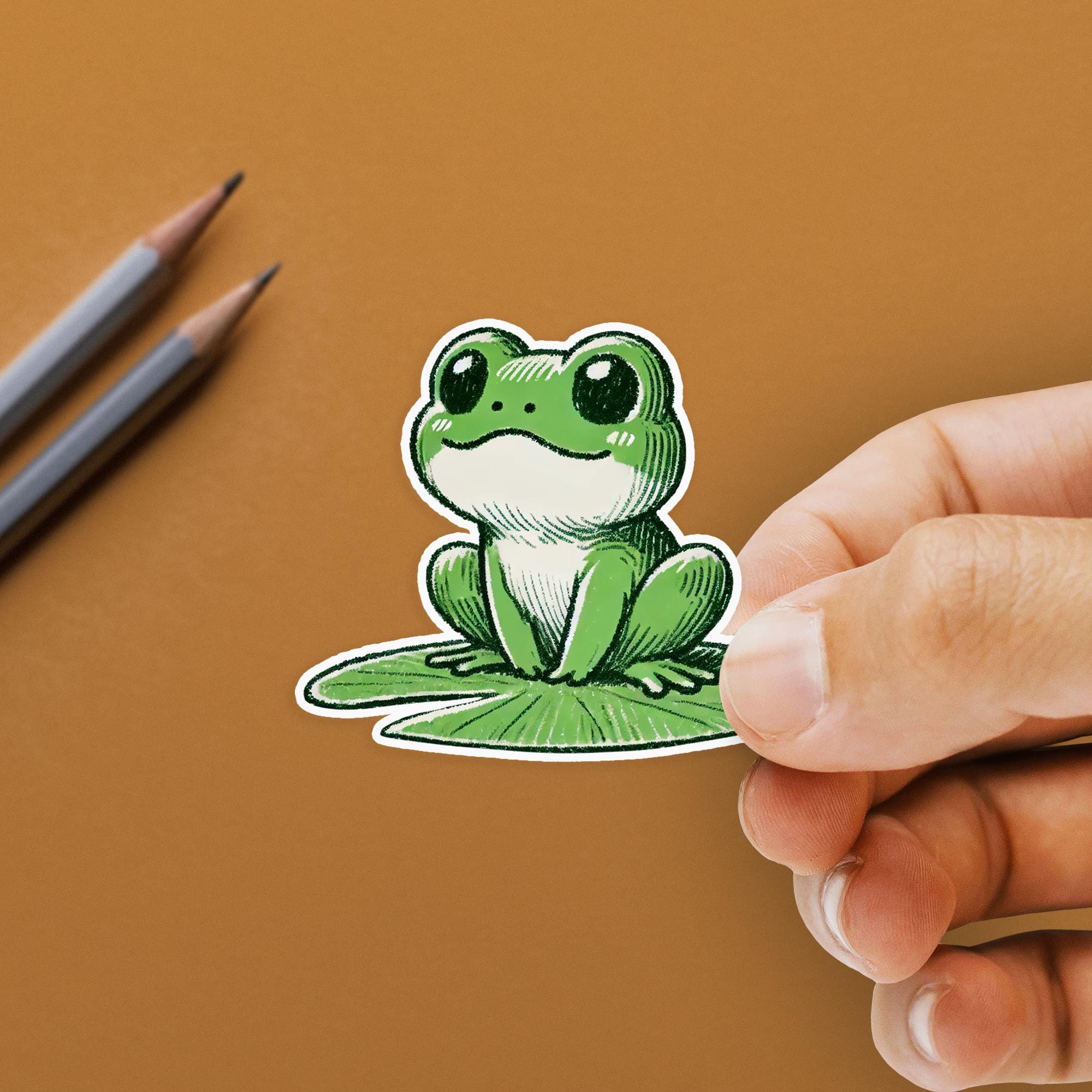 Kawaii Frog Sticker: Waterproof Vinyl Decal for Laptop, Water Bottle - Etsy