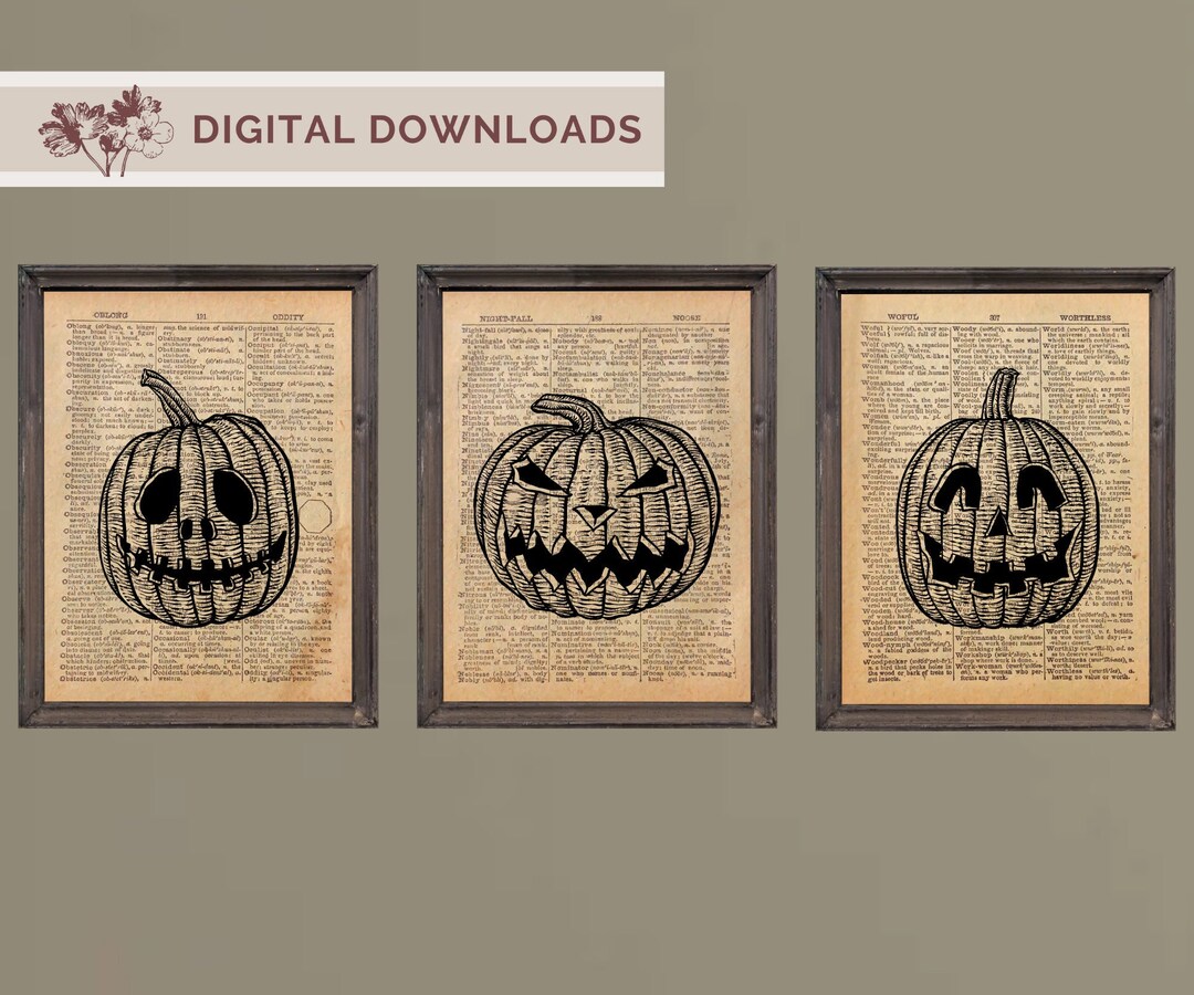 Vintage Pumpkin Decor Set of 3 Instant Digital Download Etsy