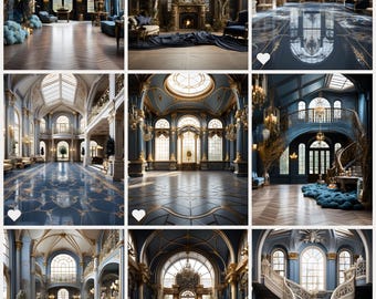 Blue Mansion Verbundbündel | Digitale Kulissen | Realistische Texturen | Luxusfotografie
