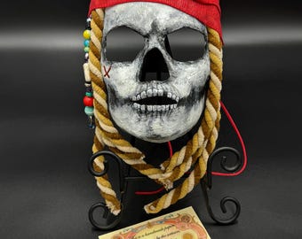 Handmade Papier-mâché Pirate Skull Mask