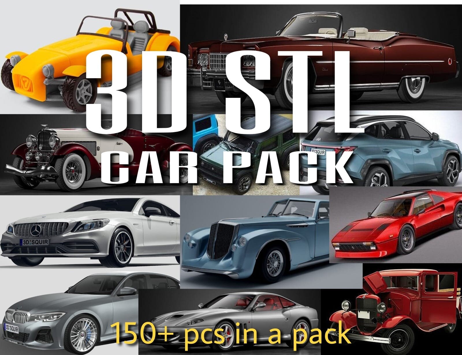 3D STL Car Pack 150+ Car stl models 3D Car Stl Model Vehicle